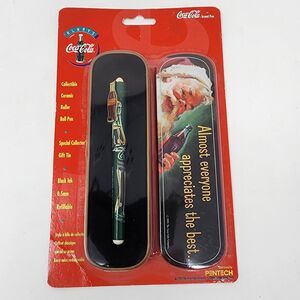 Vintage Coca-Cola Coke 1995 Santa Ceramic Roller Ball Pen & Tin. Unopened